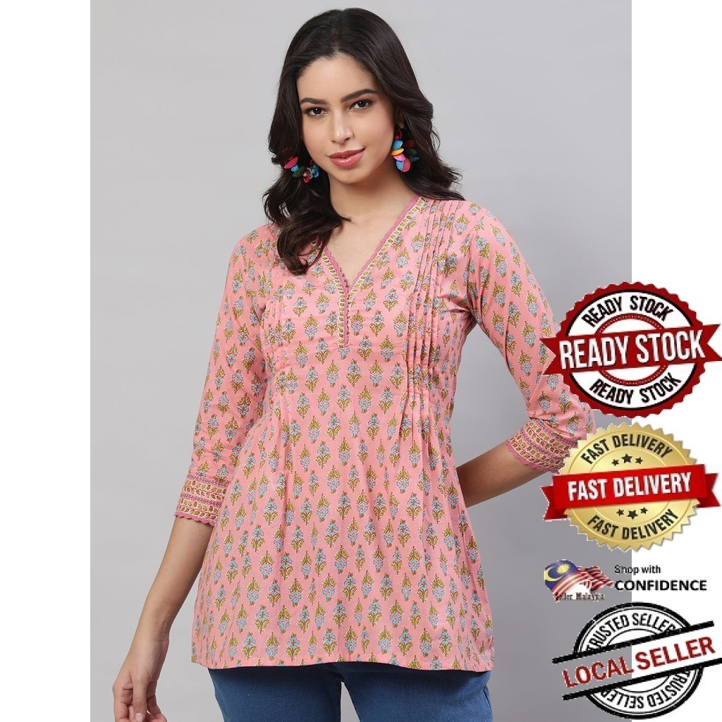 Kurti Indian Women Kurtis Top Saree Sari Punjabi ชุดสําเร็จรูป Kurti UD39426APTP