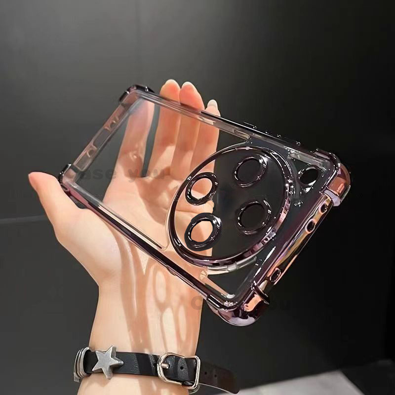 สําหรับ OPPO Reno 12F 5G A3 เคสโทรศัพท์โปร่งใสนุ่มสี่มุมป้องกันการตกเคสโทรศัพท์พร้อมฟิล์มเลนส์ในตัว
