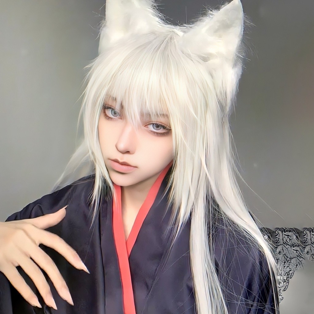 อะนิเมะ Kamisima Kiss Momozono Nanami/Tomoe คอสเพลย์วิกผมสีขาวผม Fox Fairy วิกผม Tomoe วิกผม cos Props คอสเพลย์วิกผม