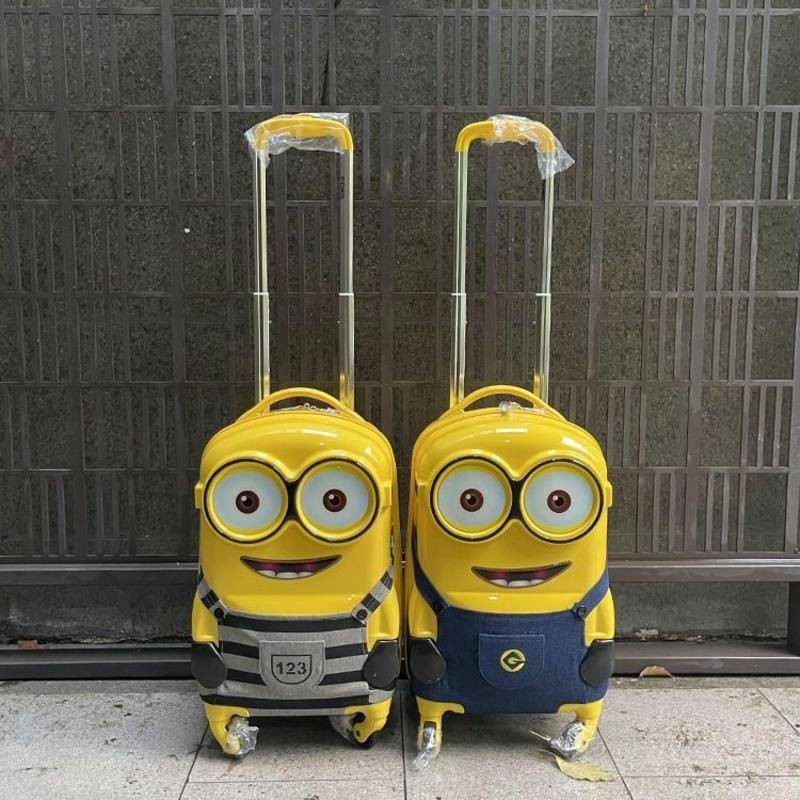 Little Yellow Man กระเป๋าเดินทางน้ําหนักเบาเป็นพิเศษ เงียบ กระเป๋าเดินทางล้อสากล 60 ซม. กล่องเก็บของการ์ตูน