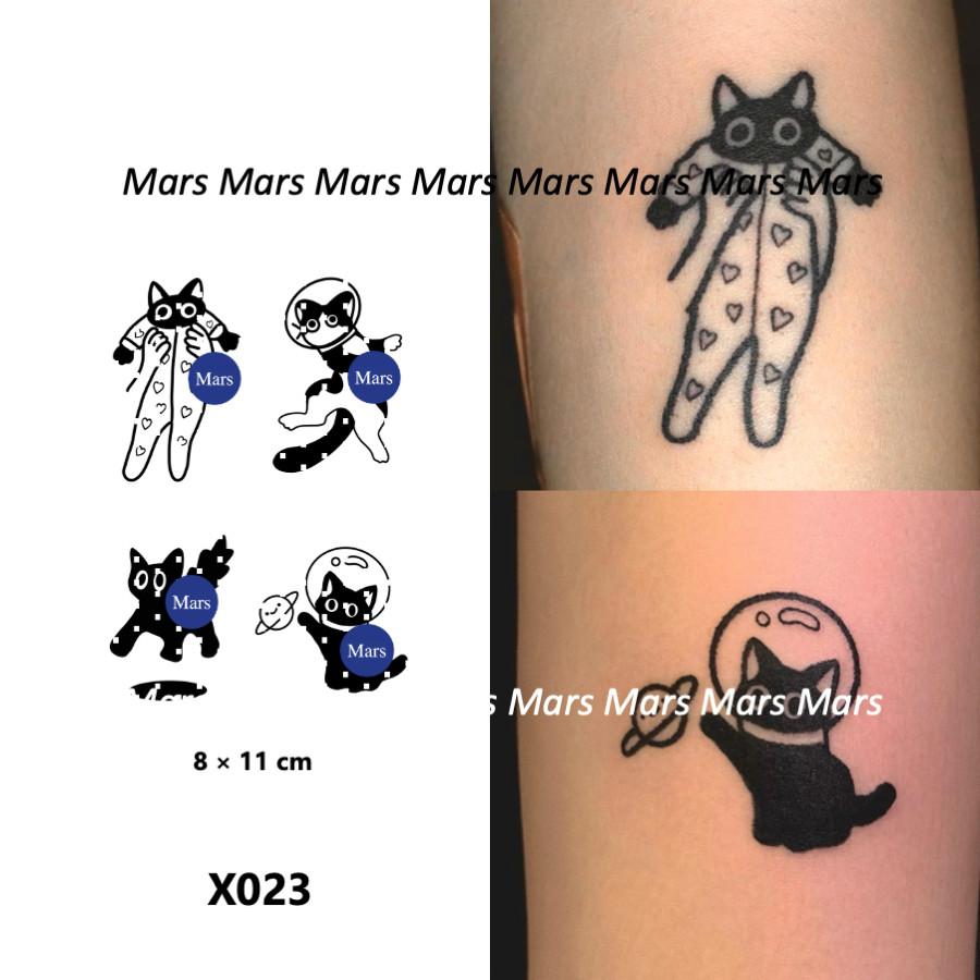 Mars Tattoonew Technology Magic, ติดทนนาน 2 สัปดาห์, รอยสักกึ่งถาวร, รอยสักชั่วคราว, สติ๊กเกอร์รอยสัก, รอยสักปลอม, แมว, X023