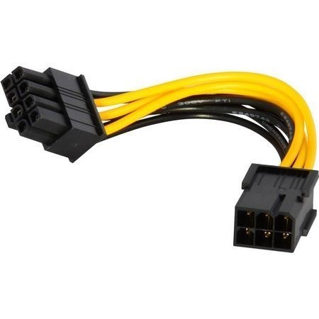 สายแปลงพลังงานPCIe 6Pin เป็น 8Pin สีดำ สายแปลง Power 6 pin เป็น 8 PinCable PCI-e 6 Pin Female to 8 Pin Male Converter fo