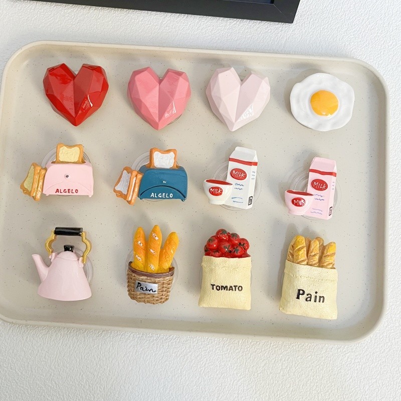 Ins Hot Creative 3D ออกแบบอาหารวงเล็บใสเหมาะสําหรับโทรศัพท์มือถือที่วางโทรศัพท์แบบแข็งขาตั้งหนักกาแฟนมขนมปังผู้ถือหัวใจ