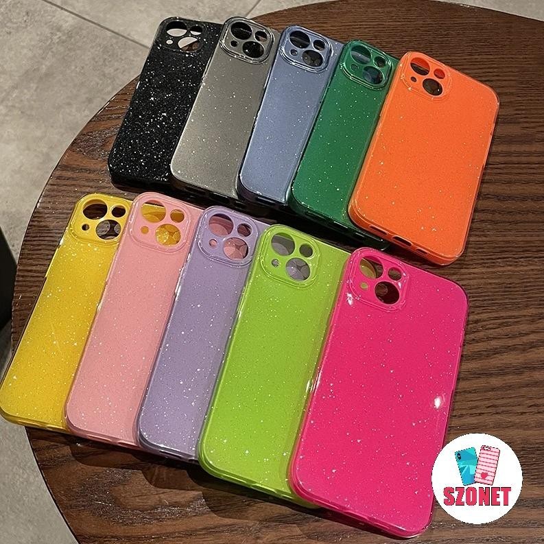 Jelly Glitter นุ่มกันกระแทกเคสโทรศัพท์สําหรับiPhone 16 15 14 13 12 11 Pro Max XS XR X 8 7 6 6S Plus + SE 2020 Anti-Fallพร้อมเลนส์ป้องกันกล้องเคสโทรศัพท์