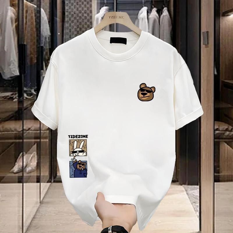 (จัดส่งตลอด 24 ชั่วโมง)HY เสื้อยืดแขนสั้น คอกลม ผ้าฝ้ายแท้ ทรงหลวม สไตล์คลาสสิก สําหรับผู้ชาย และผู้หญิง9