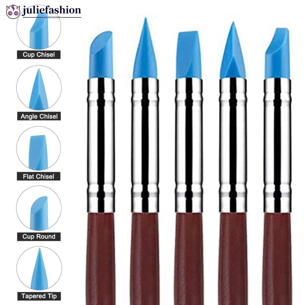 JULIEFASHION 5 ชิ้น/เซ็ตเครื่องปั้นดินเผาดินนุ่มลายนูนปากกาประติมากรรมพลาสติก Craft Texture เครื่องม