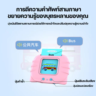 BHQ เครื่องอ่านแฟลชการ์ด 3 ภาษา ไทย/อังกฤษ/จีน บัตรคำศัพท์ การ์ดคำศัพท์ Flash Card ของเล่นเสริมพัฒนาการ