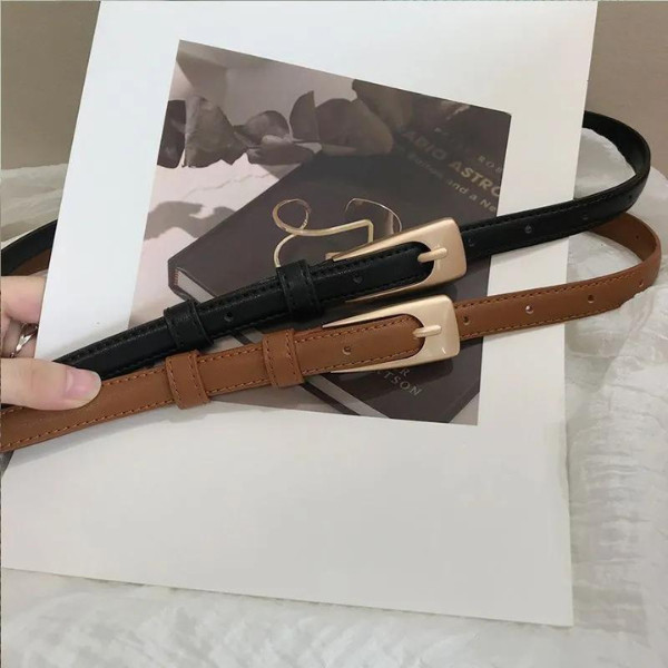 HappyThai เข็มขัดวินเทจ แฟชั่นเกาหลี สำหรับผู้หญิง สไตล์เรียบง่าย เข็มขัดหนัง พร้อมส่ง