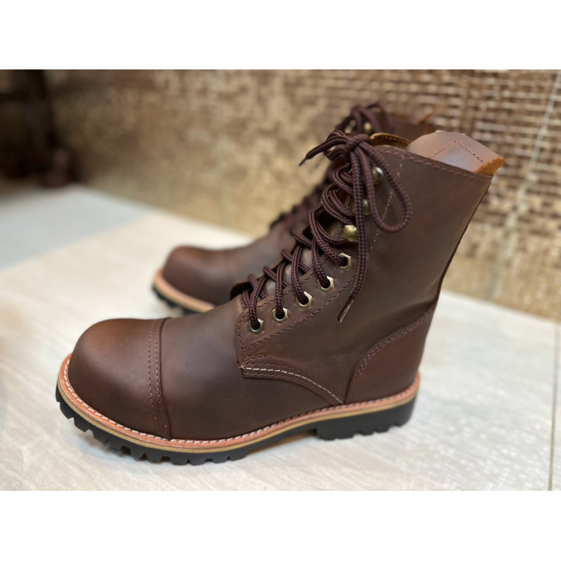 รองเท้าผ้าใบ รองเท้าRed Wing 8รูพื้นหนังกันน้ำกันน้ำมัน รองเท้าเซฟตี้ อึดถึกทน