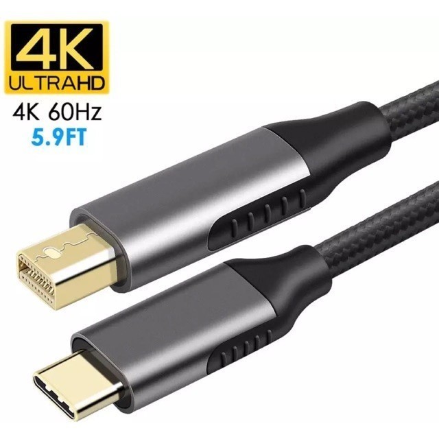 ส่งไว ประกัน1ปีเต็ม! USB Type C to Mini DisplayPort Mini DP 4K 60Hz ใช้งานร่วมกับแมค Book Air USB C 1.8M