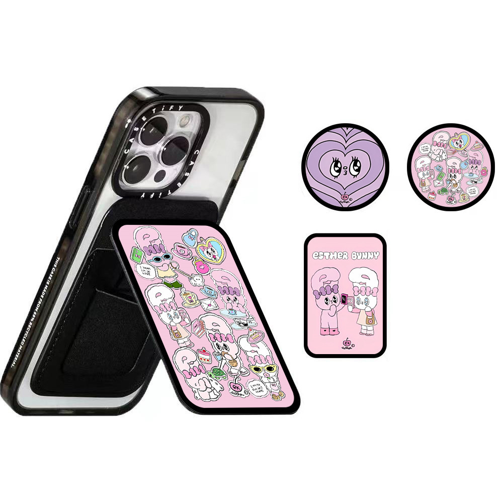 Casetifyesther BunnySnappy Cardholder Stand Magnetic compatible universal Grip Magnetic case mirror Creative Telescopic พับ Huyen Dinh Grips กล่องแพ็ค