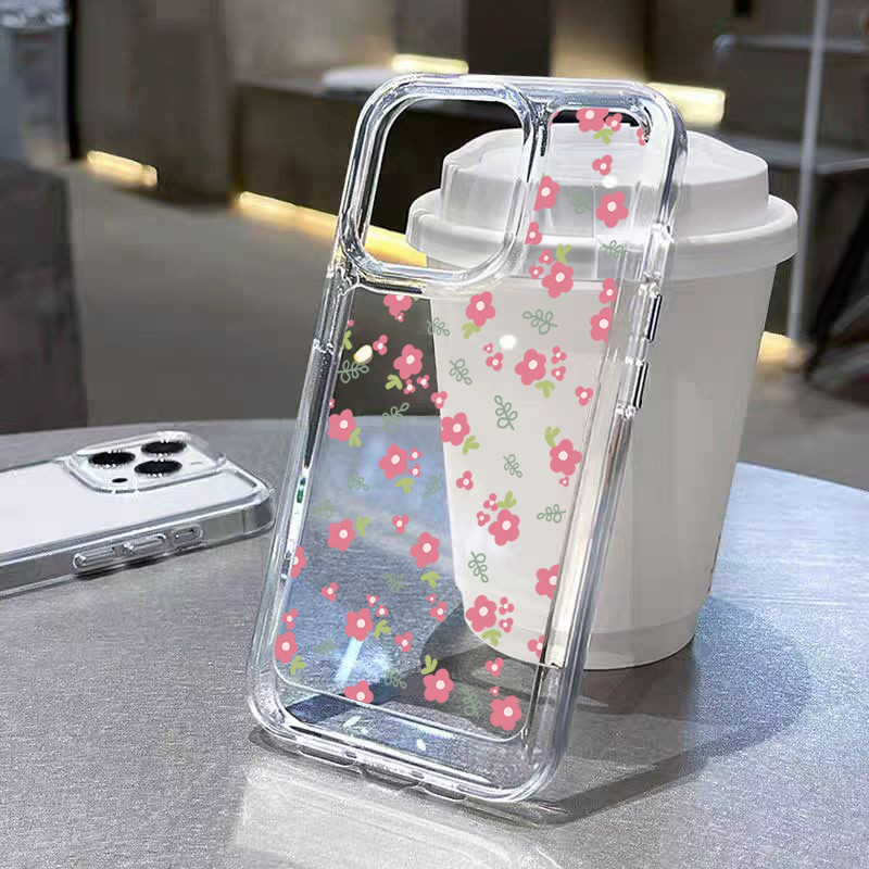 นิ่มกันกระแทก TPU เคสไอโฟน เคสโทรศัพท์ iPhone 11 12 13 14 15 Pro Max XR XS X 7/8P ทะเลที่สวยงามของดอกไม้