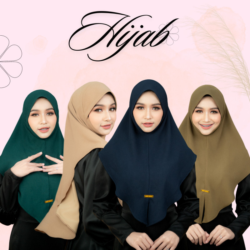 ผ้าคลุมฮิญาบทรงสวมสำเร็จ มีคาง ทรงหน้าสวย ผ้าไม่ร้อน ใส่สบาย โทนสีพื้น  HM25 รุสมีนีมุสลิม