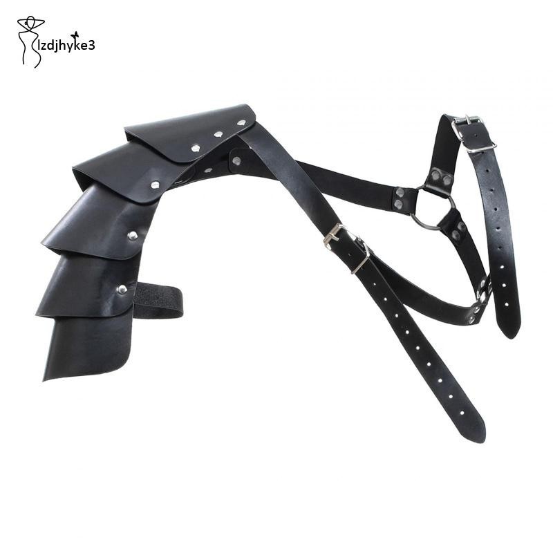 [lzdjhyke3] Gothic Steampunk ไหล่เกราะ Shrug เข็มขัด Gothic PU หนังชุดยุคกลางไหล่ Pauldron สําหรับฮา