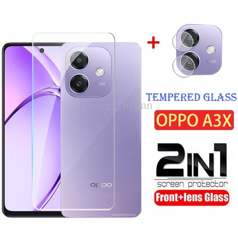 กระจกนิรภัยสําหรับ OPPO A3X 5G 2024 ป้องกันหน้าจอสําหรับ OPPOA3X 3X 3 X CPH2681 กล้องเลนส์ใสป้องกันฟิล์มด้านหน้า