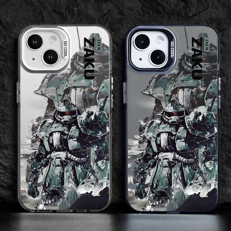 กันดั้มสีเคลือบโบราณสีเงินเหมาะสําหรับ iPhone 16 Pro Max 15 14 13 12 11 xs xr 7/8 เคสโทรศัพท์เคสป้องกัน