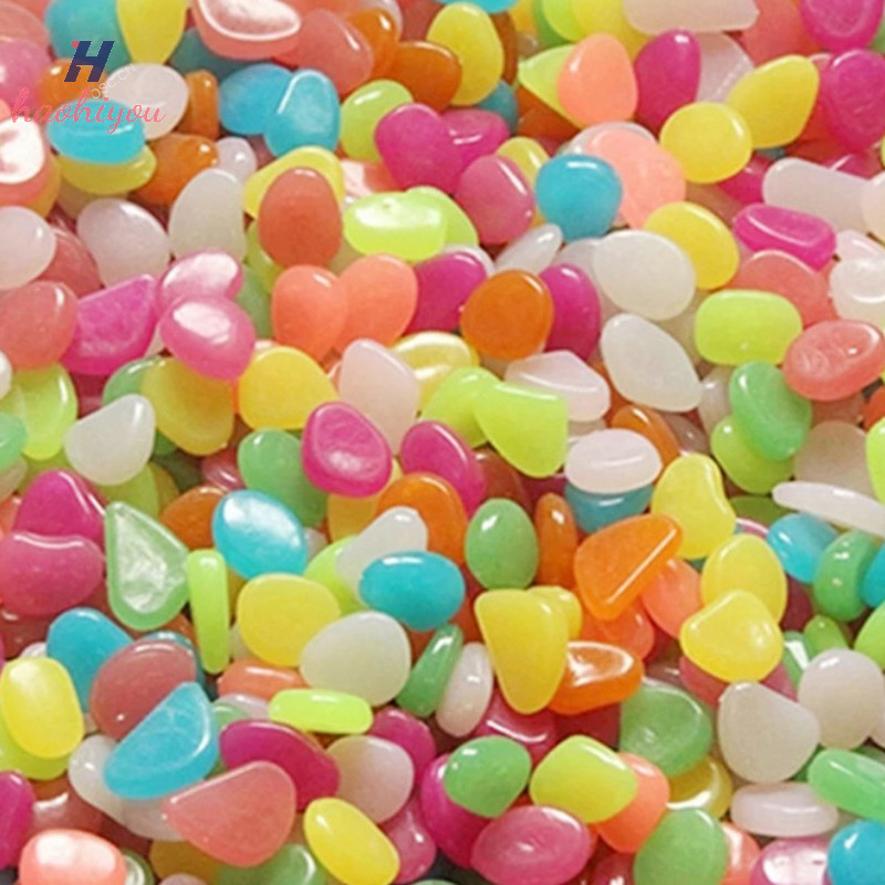 <haohiyou> 100 ชิ้น/ถุงผสมสีกลางแจ้งหินเรืองแสงใน Dark Garden Pebbles ปลาตกแต่ง Pebble Rocks Aquarium Decor