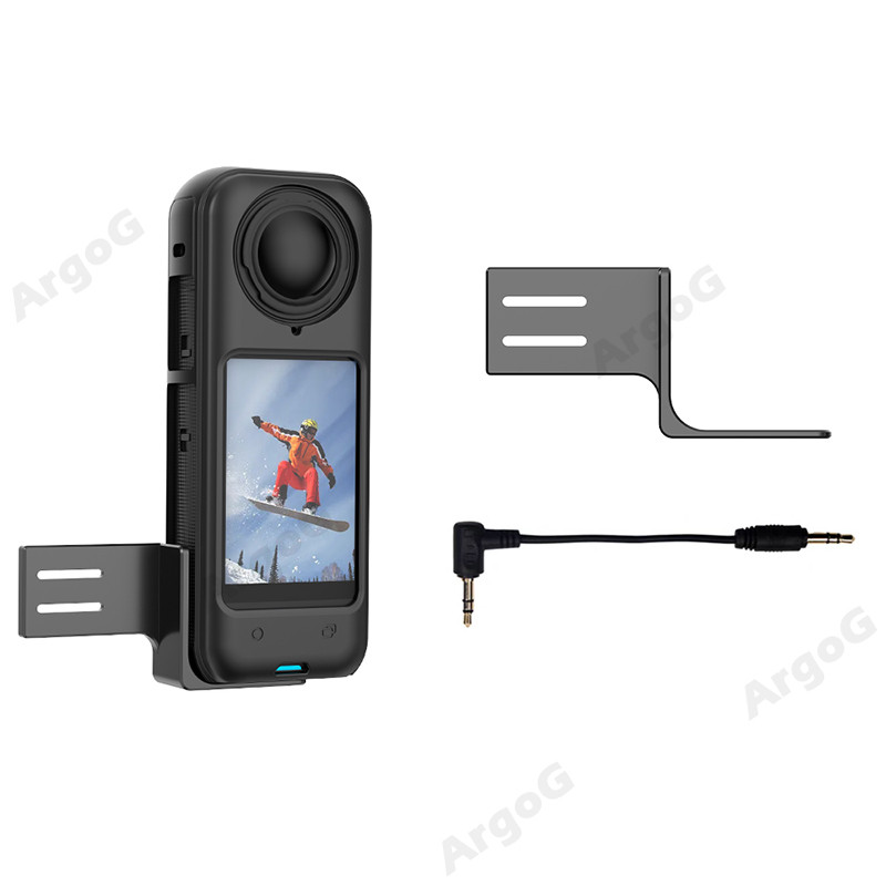 Argog ไมโครโฟนขยายสําหรับ Insta360 X4 / X3 ไมโครโฟนอะแดปเตอร์พร้อมสายสัญญาณเสียง Insta360 X4 อุปกรณ์เสริม