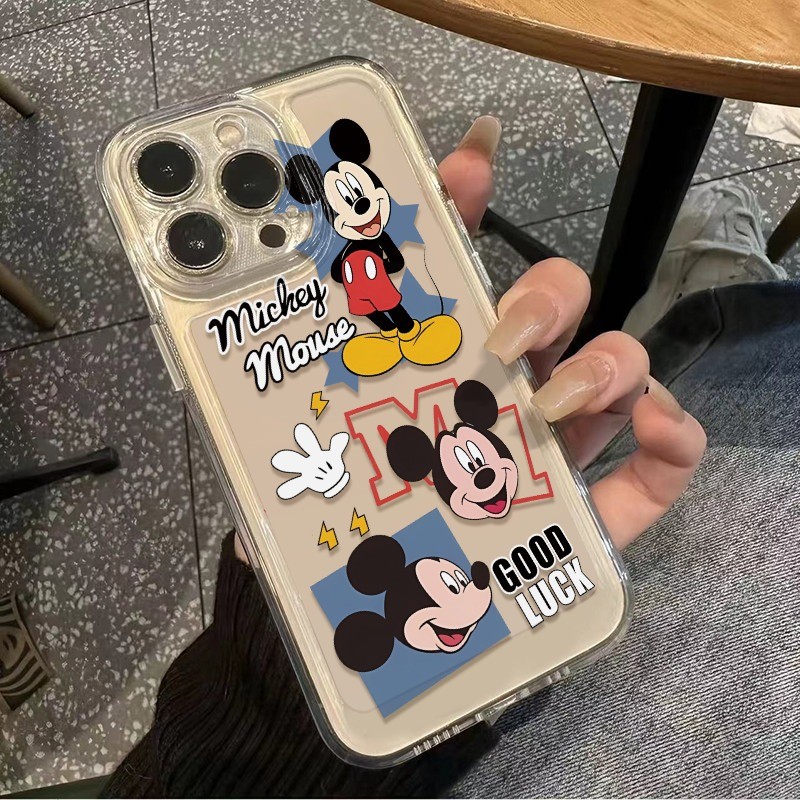 จัดส่งทันที เคสไอโฟน11 12 13 14 15 Pro Max น่ารัก กันกระแทก Mickey โปร่งใส Case For iPhone 13PM,15PM,14PM,XR,XS,7+ 8P
