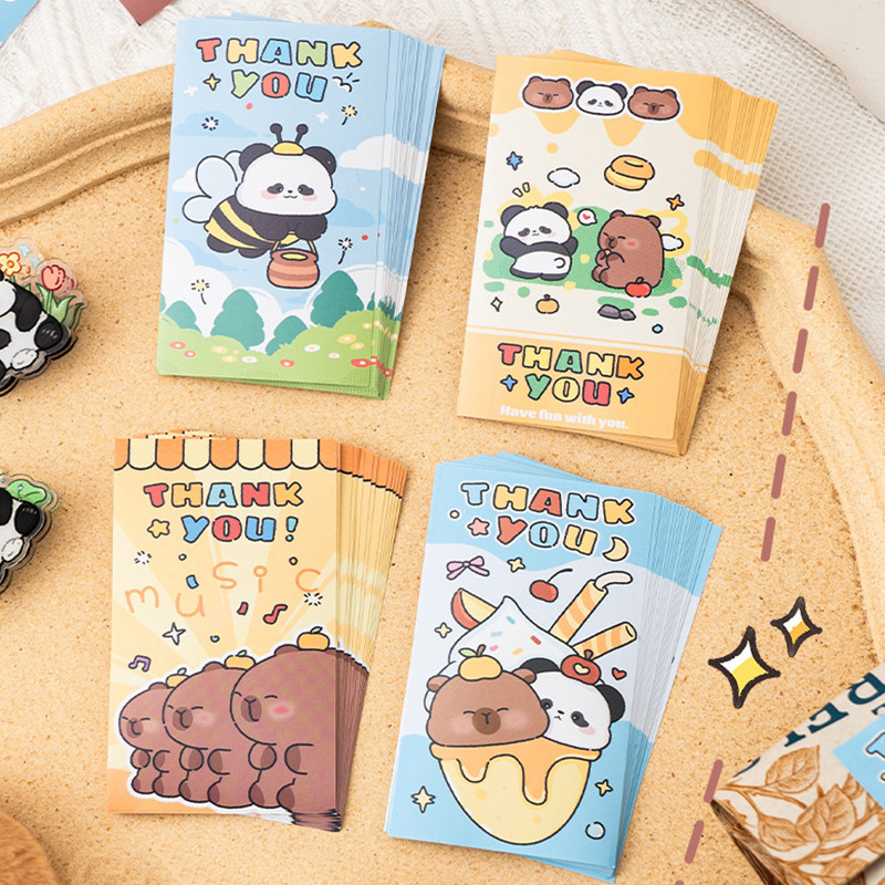 20 แผ่นน่ารักแพนด้าและคาปิบาระชุดการ์ตูนปิดผนึกสติกเกอร์สําหรับบรรจุภัณฑ์ที่สร้างสรรค์และการตกแต่ง