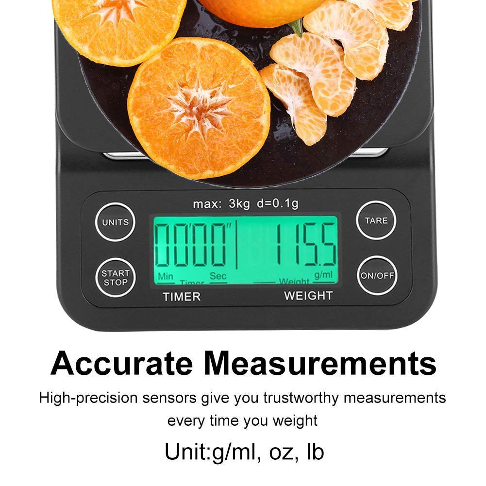 เครื่องชั่ง เครื่องชั่งกาแฟ Coffee Scale เครื่องชั่งดิจิตอล 5kg/0.1g จอ LED กาแฟ สินค้าจะถูกจัดส่งจา