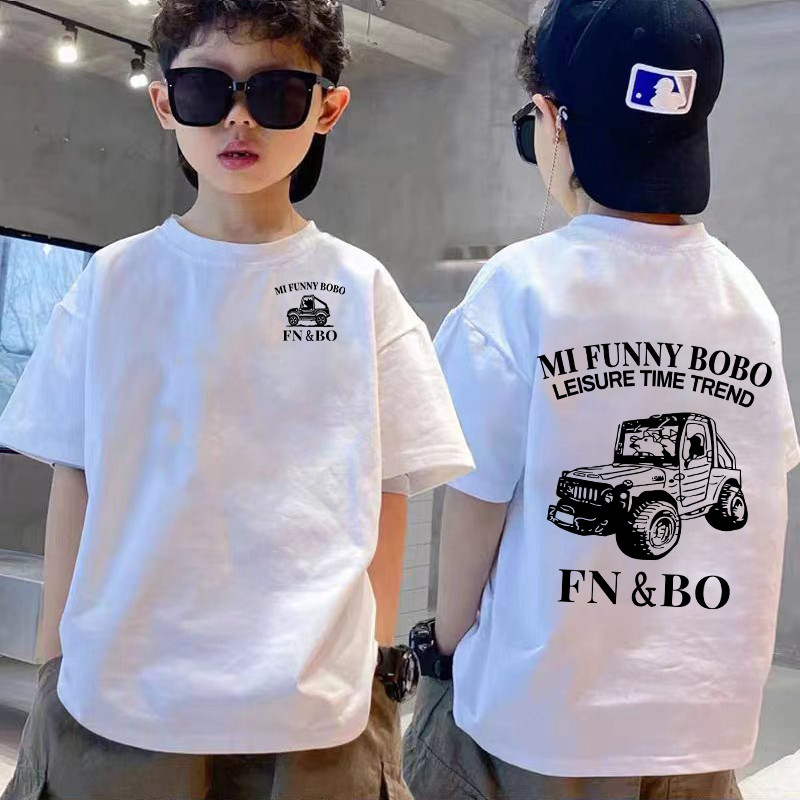 (จัดส่งตลอด 24 ชั่วโมง)Kids T shop (1-14Y Cotton Boy T Shirt Short Sleeves Tshirt Loose Print Fashion Korean Style Wear