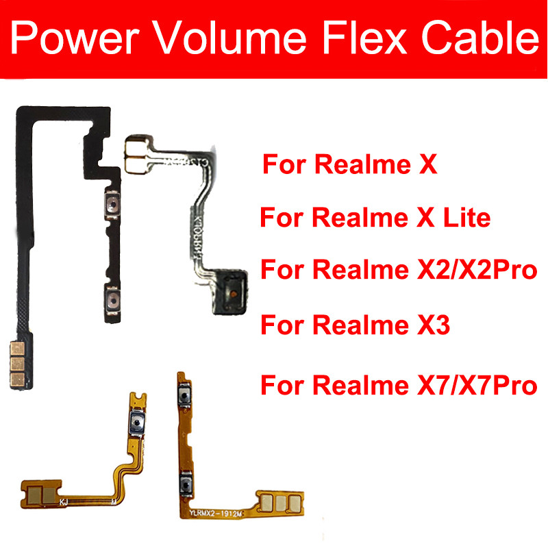 ปุ่มปรับระดับเสียงสายไฟ Flex Cable สําหรับ Oppo Realme X XLite X2 Pro X3 Super Zoom X7 Pro สวิทช์เปิดปิดปริมาณพลังงานด้านข้าง Key Ribbon