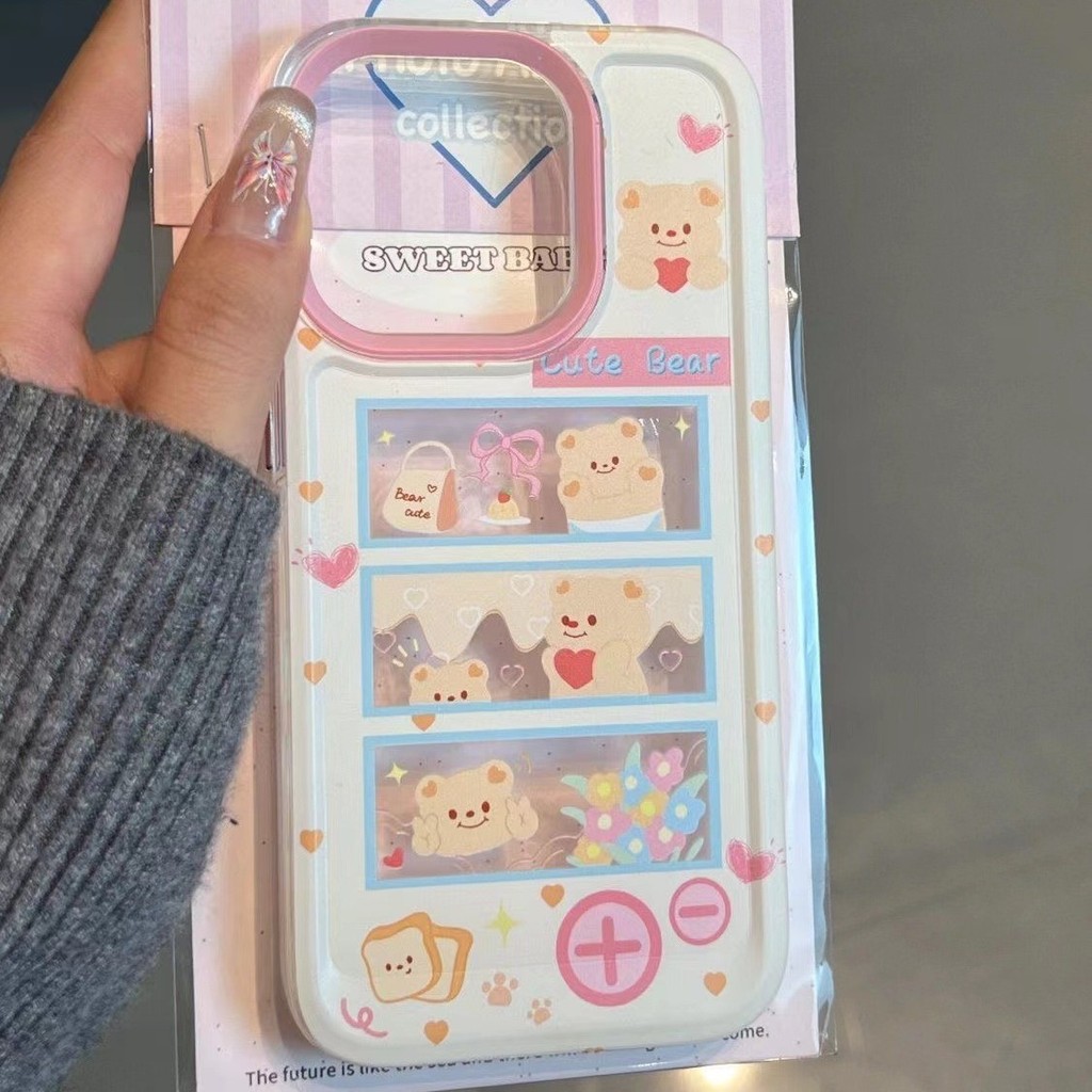 Ins แคปซูลของเล่นLove Bear Softโปร่งใสรูปแบบAnti-Fallเคสโทรศัพท์สําหรับiPhone 16 Promax 15 Promax 12 13 Mini 14plus 11 Pro Max X XS XR XS Max 7 8 plus Se2020 6G 6Plus
