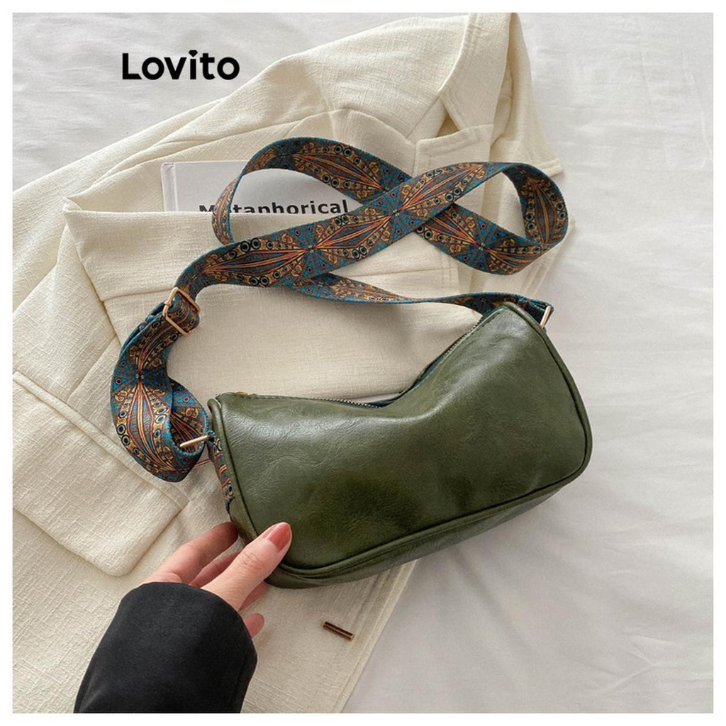 Lovito เทปคอนทราสต์สบาย ๆ ธรรมดาหรูหรากระเป๋าน้ำหนักเบาความจุขนาดใหญ่สำหรับผู้หญิง LFA45428