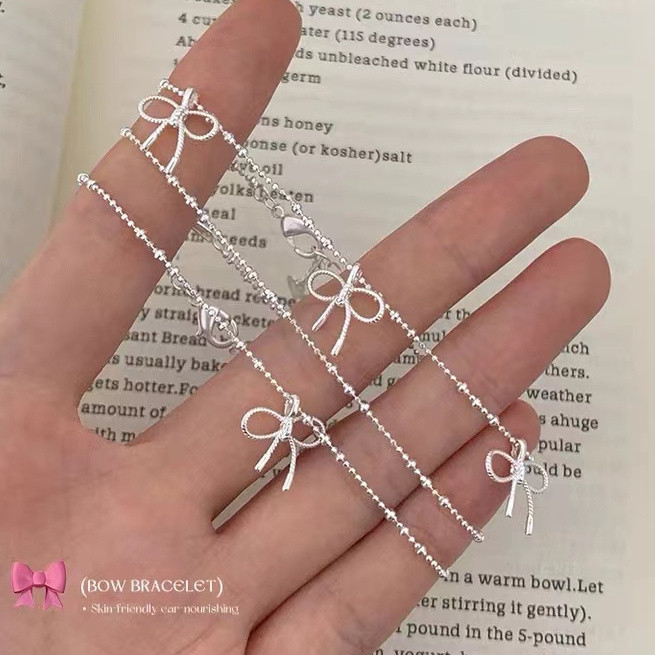 เงินสเตอร์ลิงสไตล์เดียวกัน Twist Knot Bow สร้อยข้อมือสร้อยข้อมือหญิงบรรยากาศ Commuter Matching Niche สร้อยข้อมือ