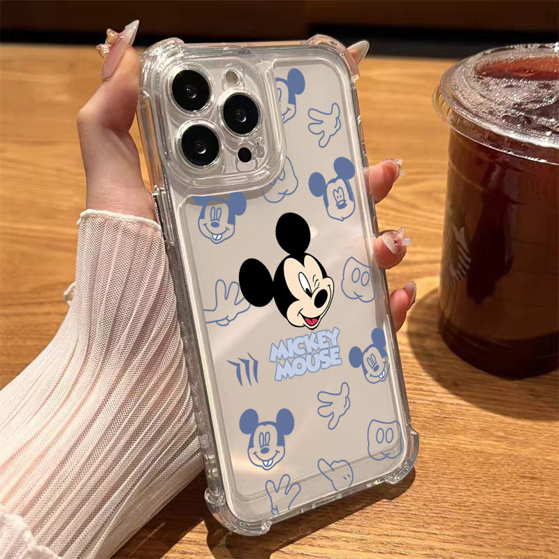 นิ่มกันกระแทกเคสโทรศัพท์ เคสสำหรับ เคส iphone 11 เคสไอโฟน 13 14 15 12 XR 7 8 6 Plus X XS 15 Pro MAX มิกกี้เมาส์สีฟ้า