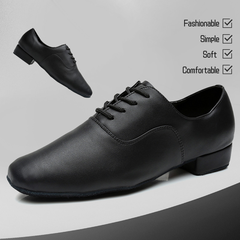 รองเท้าเต้นรําหนังผู้ชายมาตรฐานสากลละติน Tango Waltz Jazz รองเท้าเต้นรํากันลื่นในร่มที่ทันสมัย