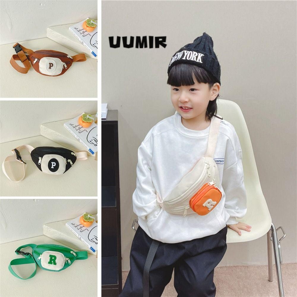 UUMIR  กระเป๋าเด็ก, กระเป๋าคาดหน้าอกหลายชั้นน้ําหนักเบา, กระเป๋า Messenger ความจุขนาดใหญ่ผ้าใบ