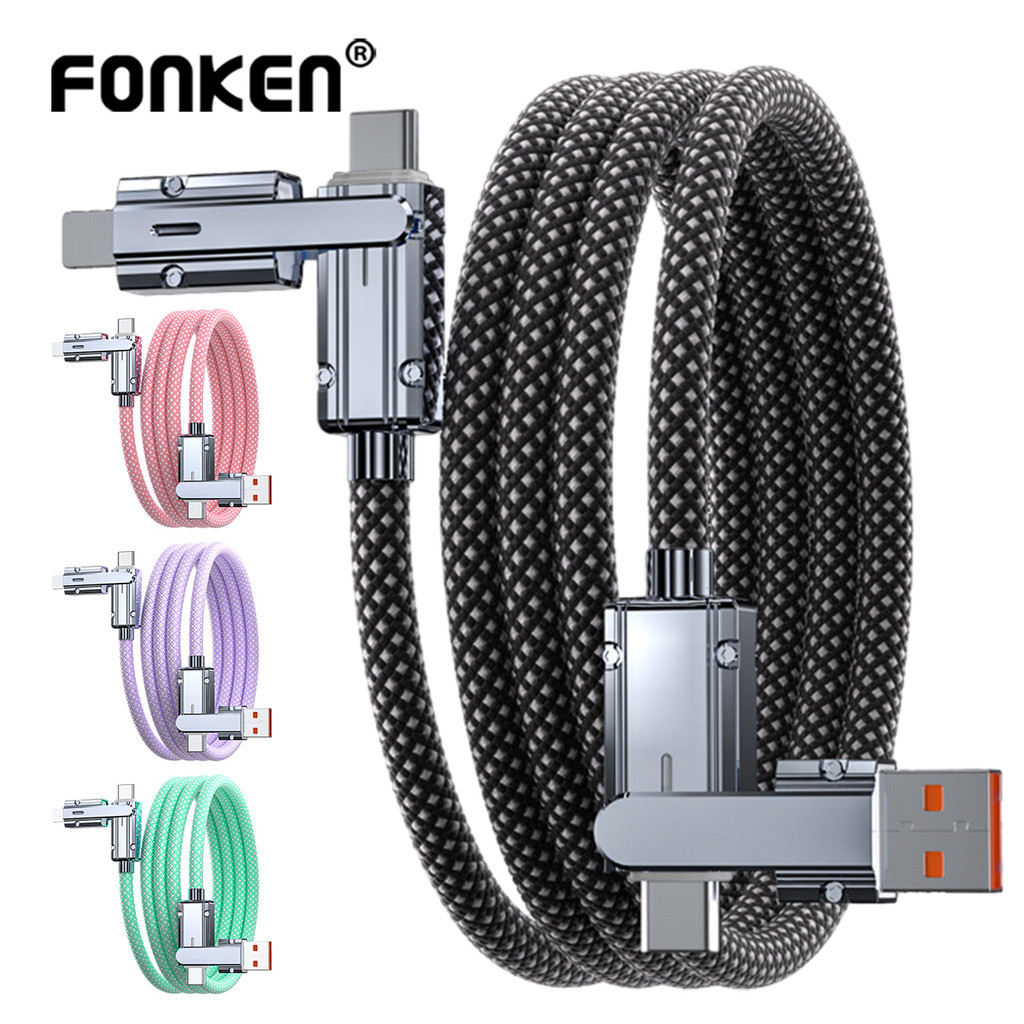Fonken 4 in 1 66W Fast Charging USB Type C ถึง USB C สาย iOS สําหรับ iOS14 13 12 Pro Max Huawei ข้อม