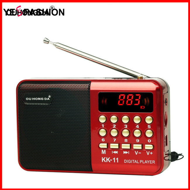 Yesfashion K11 FM วิทยุพกพาขนาดเล็กแบบชาร์จไฟได้มือถือดิจิตอล FM USB TF MP3 Player Speaker