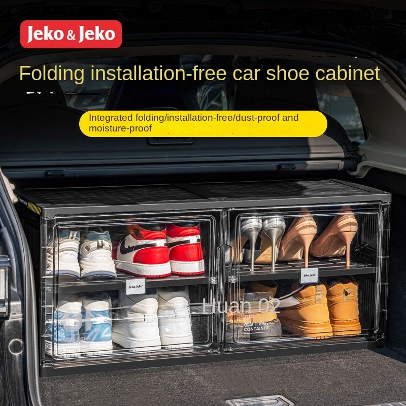 ในสต็อก ถังขยะในรถ ของแต่งรถ Jeko กล่องรองเท้าในรถกล่องเก็บรองเท้ากล่องเก็บรองเท้าความจุขนาดใหญ่แบบพกพาประหยัดพื้นที่พับตู้รองเท้ารถโปร่งใส