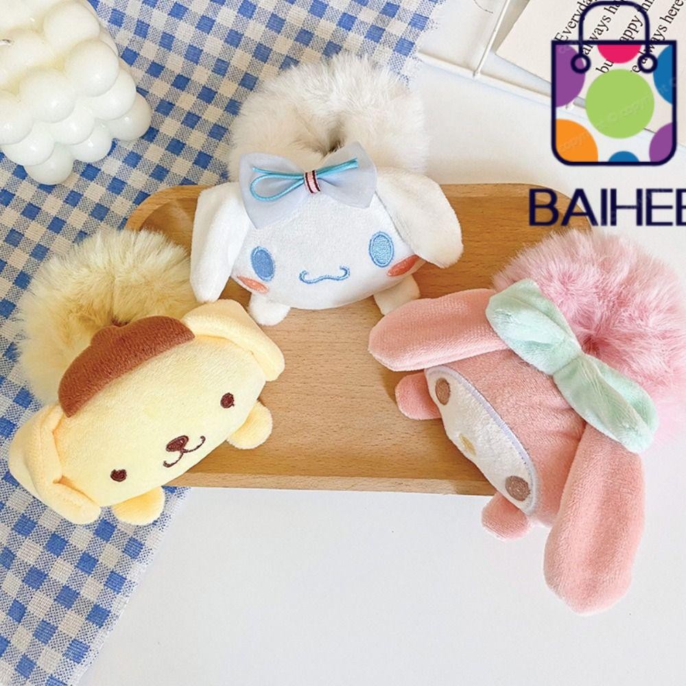 Baihee Sanrio Hair Circle, ยางรัดผมตุ๊กตาการ์ตูน Kawaii, เครื่องประดับผมน่ารัก Cinnamoroll Melody ยางรัดเด็ก
