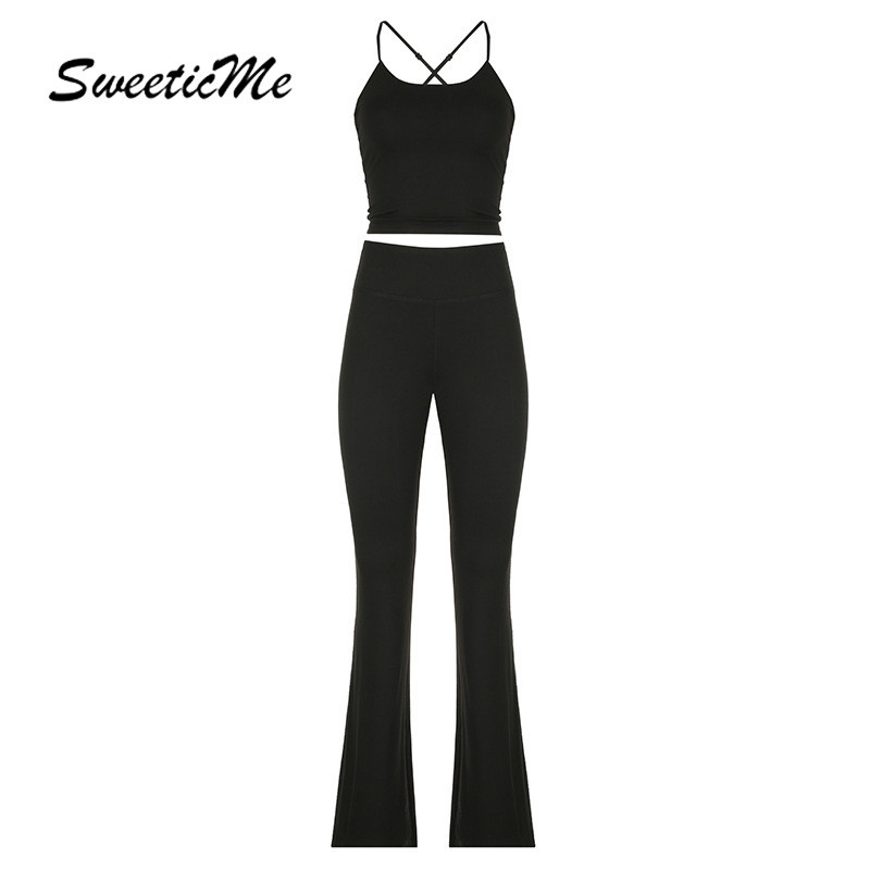 SweeticMe ชุดกางเกงขาบานแฟชั่นใหม่สําหรับผู้หญิง