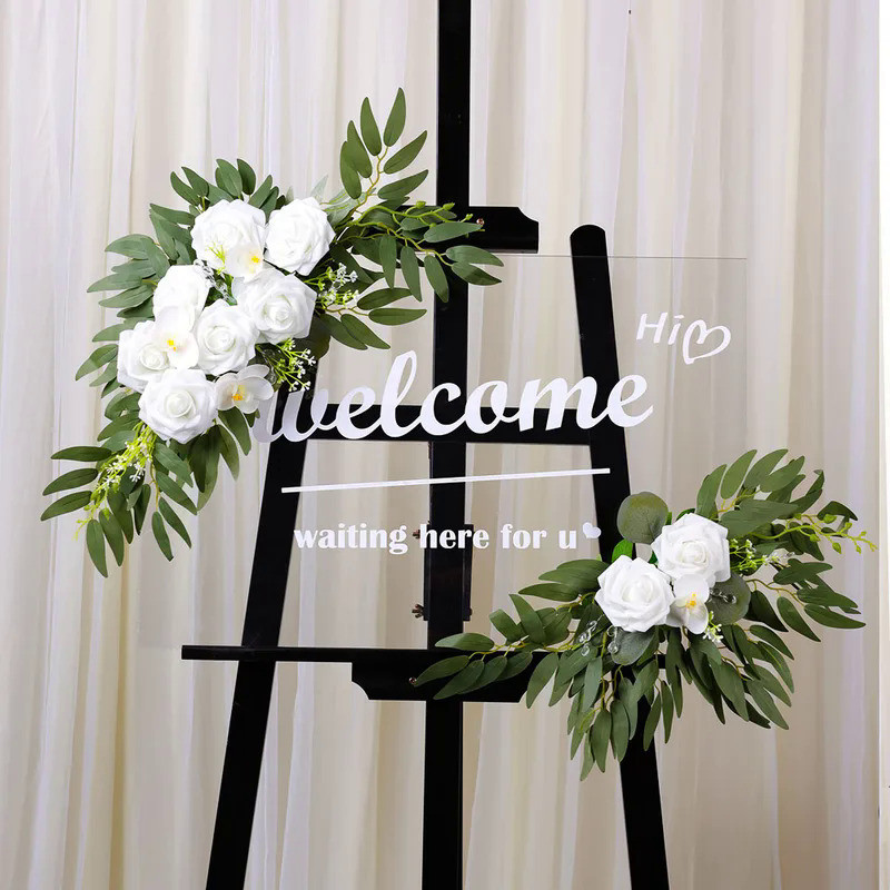 50cm 2Pcs Artificial Flower Swag Floral Swag Garland Wedding Arch Flowers Kit for Sign Rustic Artifi