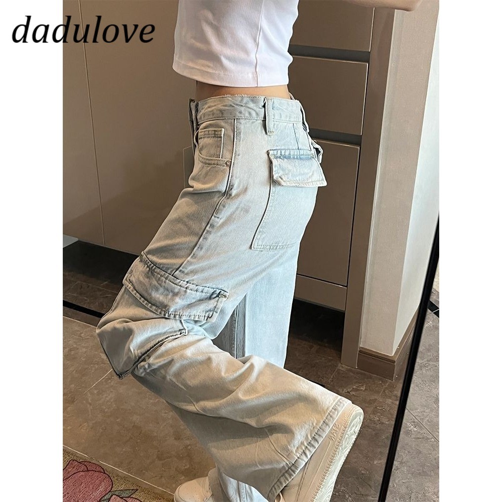 DaDulove New American Style Ins High Street Hip Hop Jeans Niche High Waist Loose Wide Leg Pants plus Size Trousers