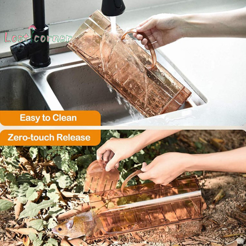 [Lostcorn] กับดักหนูอัจฉริยะ Self-locking Safe Firm Transparent Household Mouse Catcher Control Cage Mice Rodent Catcher Rat Trap [ใหม่]