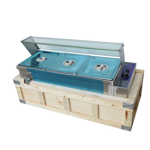 3 Pan Hot Well Bain Marie Food Warmer 110V 1.5KW Steam Table Steamer Restaurant