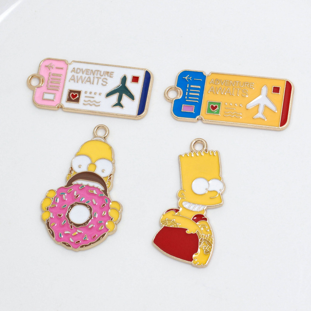 2 ชิ้น/ล็อตการ์ตูนเครื่องประดับเกาหลี Simpson เครื่องบินยี่ห้อเคลือบจี้อุปกรณ์เสริม Charms สําหรับผู้หญิง, Key Chain/ต่างหู/สร้อยคอจี้ทําด้วยมือ DIY เครื่องประดับ 227 ราคา ถูกที่สุด ดีลบีเคเค แกลเลอรีภาพที่ 2