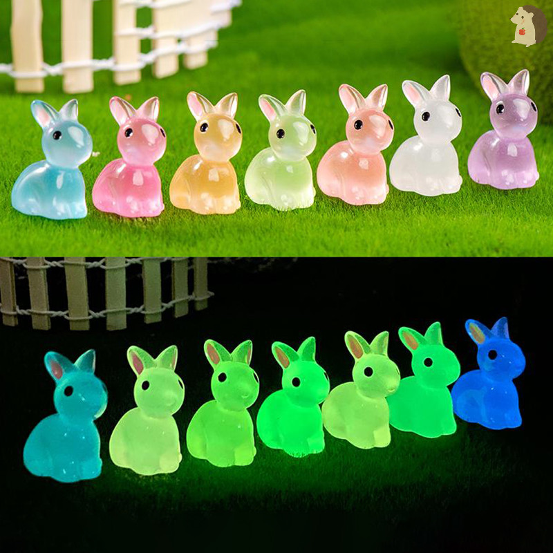 [IN] น่ารัก Luminous Bunnies Micro ภูมิทัศน์ใหม่ Fairy Miniature Figurines ตกแต่งบ้านสวน Mini กระต่ายเครื่องประดับ TH