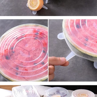 Hithome ฝาปิดอาหาร ฝาซิลิโคน ฝาปิดถนอมอาหาร ใช้ซ้ําได้ เซ็ต 6 ชิ้น