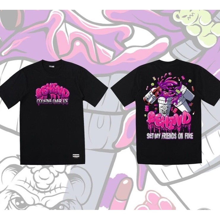 【New】BEHIND เสื้อยืด “ CODEINE OVER ICE “  แขนสั้น แนวสตรีท🐼🍉🐏 เสื้อยืดชาย หญิง