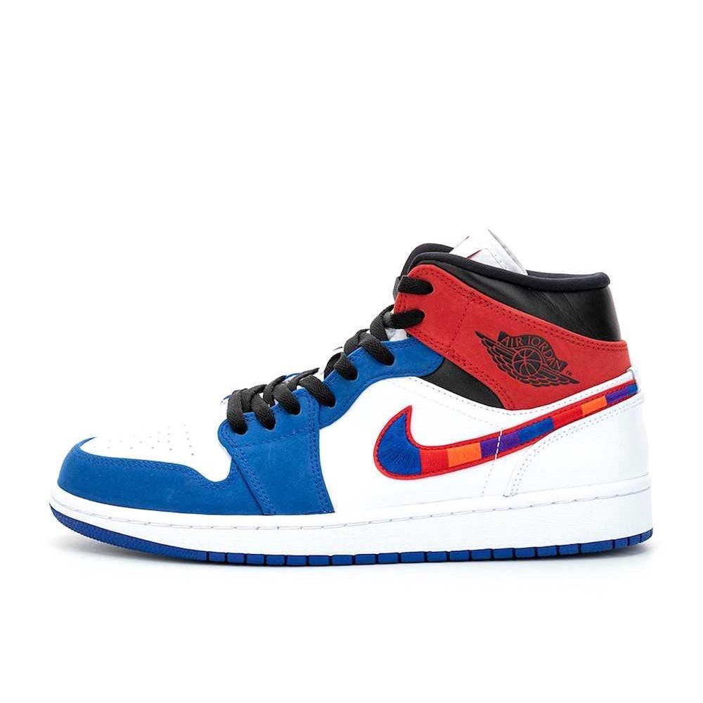 NIKE AIR JORDAN 1 MID WHITE BLUE RED Sneakers 852542-146 Unused 852542-146