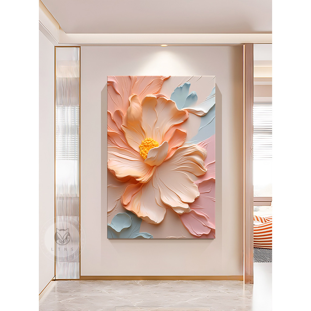 (พร้อมกรอบ) Nordic Simple flower Abstract Floral Rose Sweet Canvas Painting Prints รูปภาพ