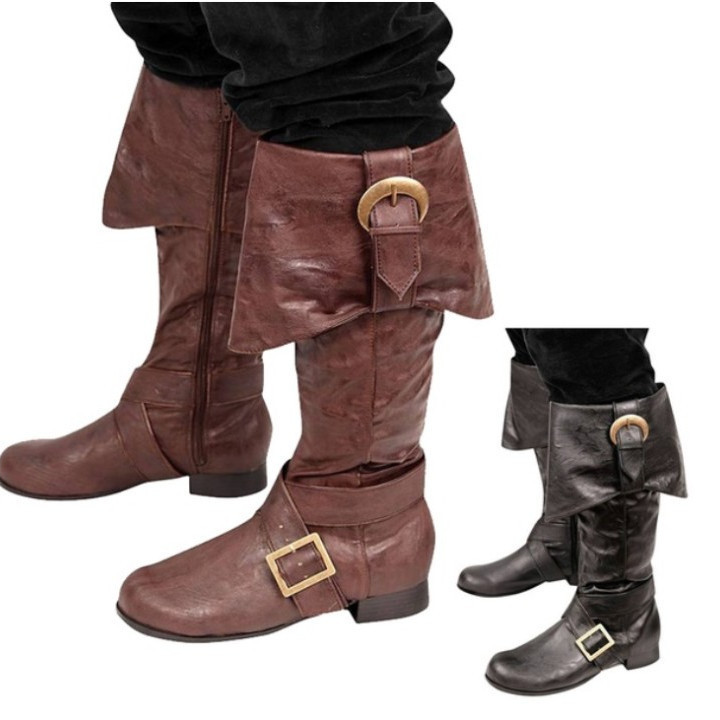 รองเท้าบูทโจรสลัดยุคกลางคอสเพลย์ภาพยนตร์และการแสดงทางโทรทัศน์ Pirates of the Caribbean Shoes Pirate Cos Shoes