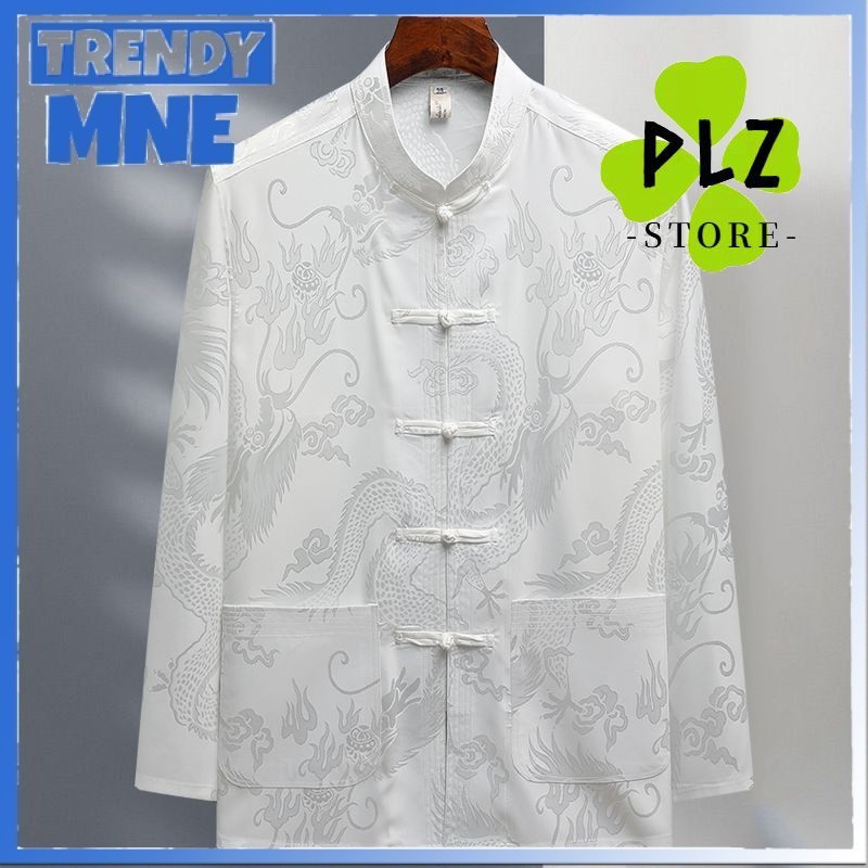 สไตล์ใหม่ Dark Dragon รูปแบบหัวเข็มขัดสไตล์ Tang ชุดผ้าไหมน้ําแข็งเสื้อเสื้อแจ็คเก็ตผู้ชายผู้หญิง Trendhanfu 中heurish niut ผู้ชายยาวสั้น